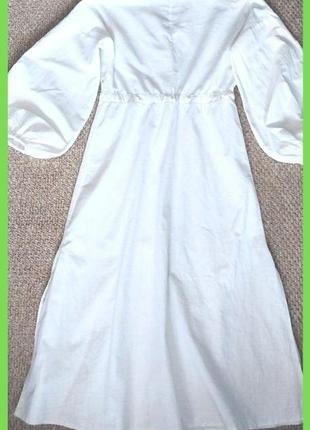 Хлопковое белое платье макси р. s,м с пышными длинными рукавами4 фото