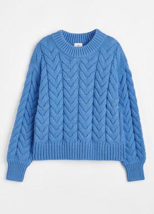 Блакитний мʼякий вʼязаний светр, джемпер від бренду h&m