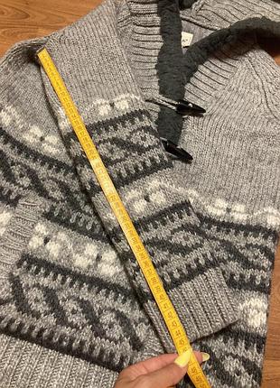 Стильна зимова кофта светр скандинавский узор kenji handknit візерунок капюшон