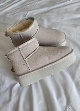 Ugg brand platform beige2 фото