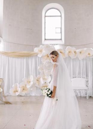 Безкорсетное сверкающие свадебное платье, глитер, бусы9 фото