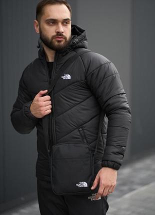 Комплект куртка tnf чорна + штани tnf. барсетка tnf у подарунок!