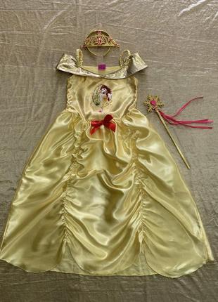 Карнавальний костюм плаття disney принцеси білизна красуня та чудовисько на 7-8 років