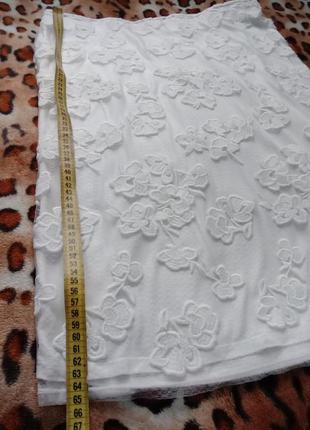 Нарядная женская белая меди юбка 3д цветы на подкладке м-л8 фото