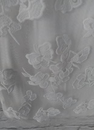 Нарядная женская белая меди юбка 3д цветы на подкладке м-л3 фото