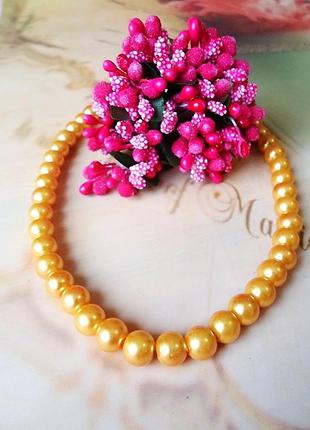 Желтое ожерелье, бусы, бижутерия