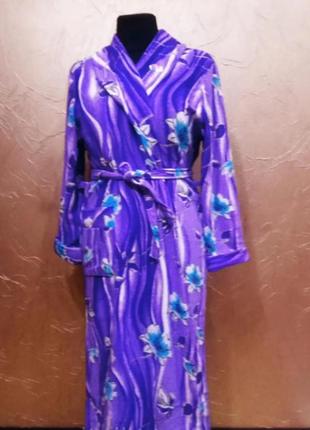 Махровий жіночий халат з поясом розмір 48 50 52 54 56, домашній ошатний халат яскравий шаль малиновий7 фото