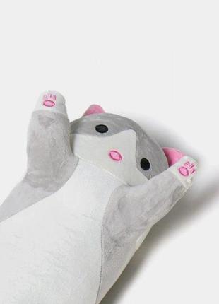 Іграшка обіймашка кіт батон, м'яка іграшка антистрес, подушка обіймашка, 70 см, сірий7 фото