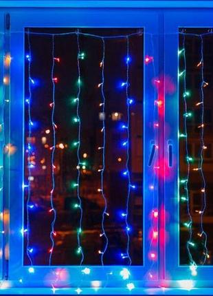 Гірлянда водоспад 2х2 метри розноцвітна 8 режимів гірлянда штора на вікна новорічна гірлянда на ялинку дощ2 фото