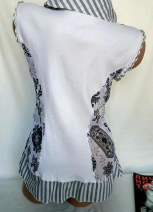 Комбинированная блуза без рукавов, шифон+трикотаж, р. m, от bottega италия3 фото