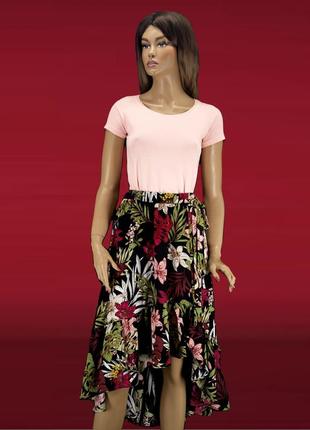 Красивейшая брендовая юбка миди "chicoree" с цветочным принтом. размер l.