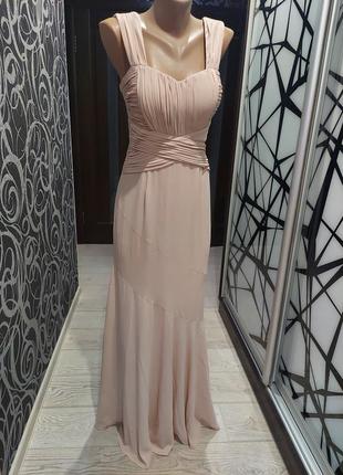 Шикарное вечернее платье в пол от asos цвета пудры 42 размер