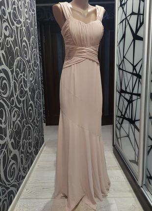 Шикарное вечернее платье в пол от asos цвета пудры 42 размер8 фото