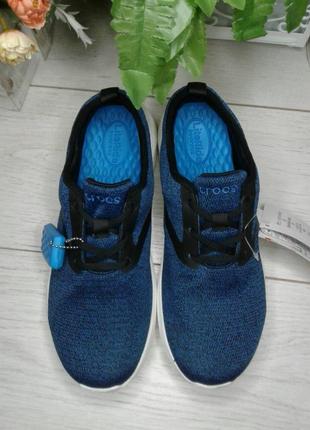 Кросівки крокс тканинні men's literide™ mesh lace сині з білою підошвою2 фото