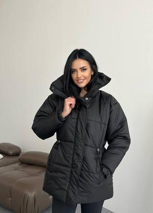 Зимняя теплая куртка пальто стильная женская5 фото