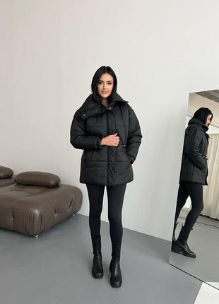 Зимняя теплая куртка пальто стильная женская3 фото