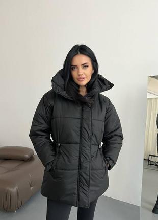 Зимняя теплая куртка пальто стильная женская7 фото