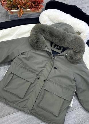 Теплая зимняя куртка - парка / зимний пуховик с капюшоном