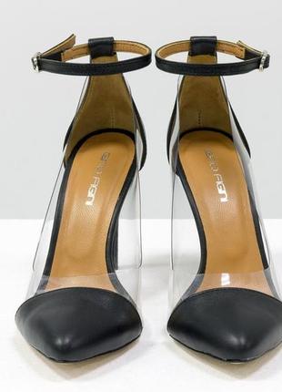 Кожаные черные эксклюзивные туфли на шпильке  с вставками из силикона3 фото