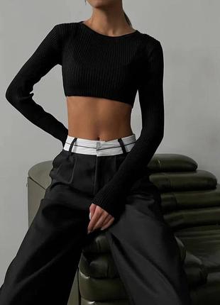 Стильные брюки палаццо, женские брюки свободного кроя, черные модные брюки