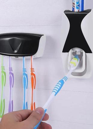 Автоматичний дозатор зубної пасти з настінним кріпленням, тримач зубної щітки