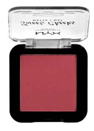 Матовые румяна для лица nyx professional makeup sweet cheeks matte creamy powder 05 bang bang, 5 г5 фото