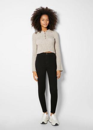 Черные облегающие стрейчевые джинсы bershka высокая посадка high rise skinny fit zara h&m weekday uniqlo levis 32 xxs 25x288 фото