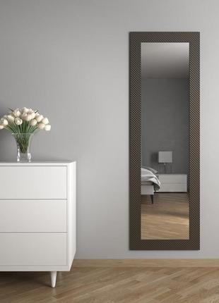 Зеркало в широкой багетной раме 176х56 прямоугольные на стену, зеркало настенное коричневый в пластиковой раме