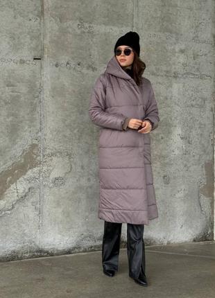 Довге жіноче стильне пальто-ковдра