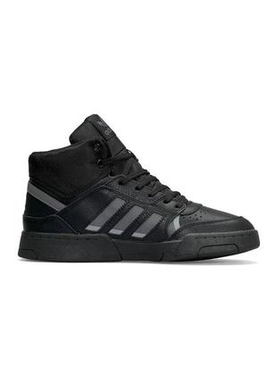 Мужские кроссовки adidas originals drop step high black gray fur❄️2 фото