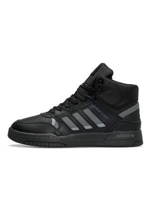 Мужские кроссовки adidas originals drop step high black gray fur❄️1 фото