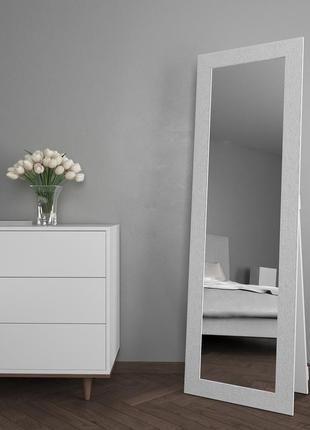 Зеркало в белой раме 176х56 стильное в широкой раме, зеркало напольное большое на полный рост в прихожую