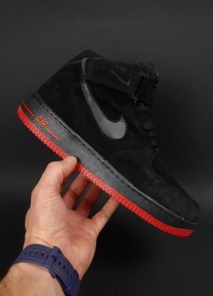 Кроссовки мужские осень - зима nike air force 1 высокие8 фото