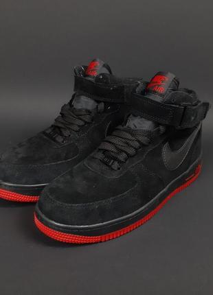 Кроссовки мужские осень - зима nike air force 1 высокие7 фото