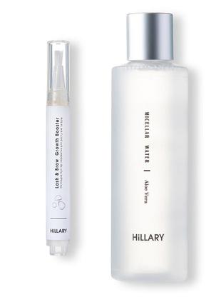 Пептидна бустер-сироватка для росту вій та брів hillary lash&brow growth booster + міцелярна вода hillary