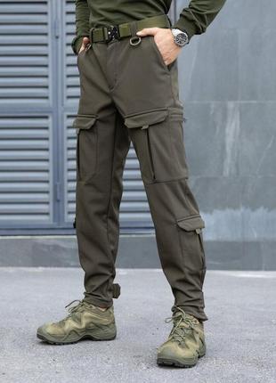 Штаны карго мужские демисезонные с карманами хаки pobedov hardy1 фото