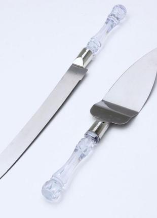 Набір ножів та лопаток для весільного торта.2 фото