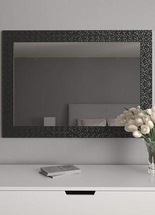 Зеркало в черной раме 106х76 навесное прямоугольное в широкой раме, красивые зеркала для спальни в темной раме