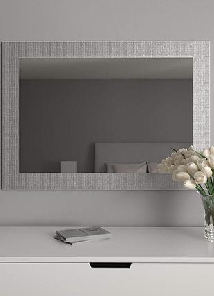 Зеркало настенное серый 106х76 прямоугольное в широкой раме, красивые зеркала для спальни в светлой раме