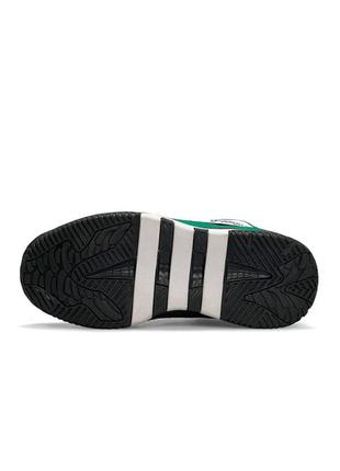 Зимові жіночі кросівки adidas originals niteball high black white green fur ❄️5 фото