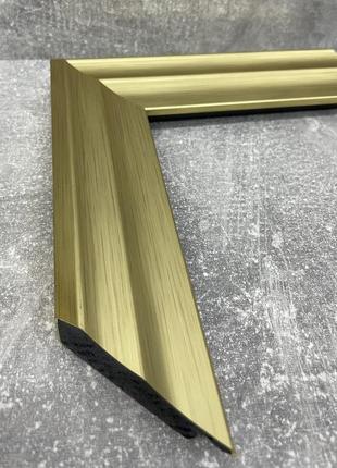 Золотое навесное зеркало для офиса 68х68 в пластоковой раме,  квадратное зеркало в...