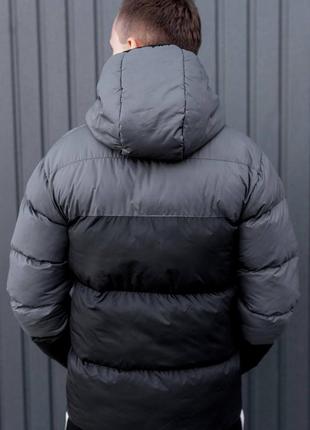 Очень качественная мужская куртка с капюшоном серо черная nike зима осень рано весна стильная качественная теплая3 фото