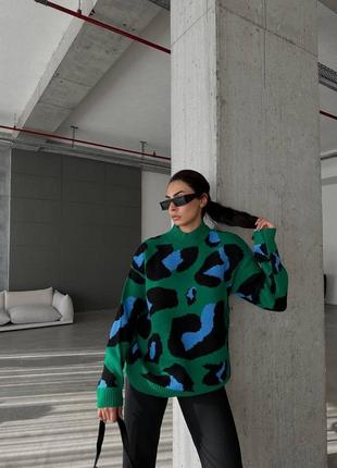 Подовжений леопардовий светр оверсайз🦋2 фото