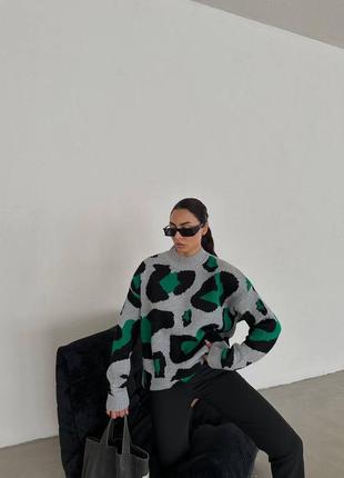 Удлиненный леопардовый свитер оверсайз🦋3 фото