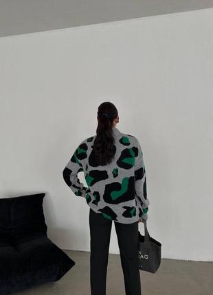 Удлиненный леопардовый свитер оверсайз🦋4 фото