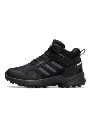 Зимние мужские кроссовки adidas terrex gore-tex cordura all black grey fur❄️1 фото