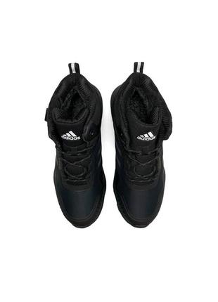 Зимние мужские кроссовки adidas terrex gore-tex cordura all black grey fur❄️7 фото