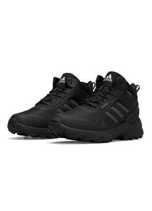 Зимние мужские кроссовки adidas terrex gore-tex cordura all black grey fur❄️6 фото