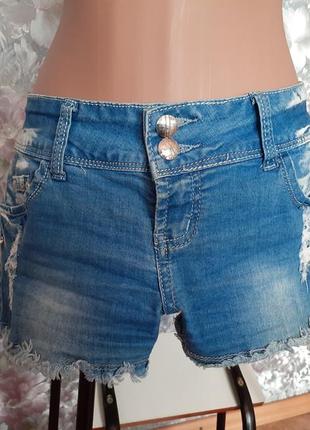 Шорты fashion jeans короткие коттон светлые джинсовые рваные голубые2 фото