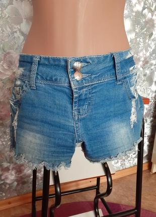 Шорты fashion jeans короткие коттон светлые джинсовые рваные голубые1 фото